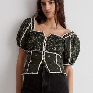 Madewell Patchwork Puff-sleeve Top